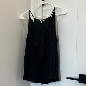 Joie Black Silk Camisole with Ruffle Detail - Size M